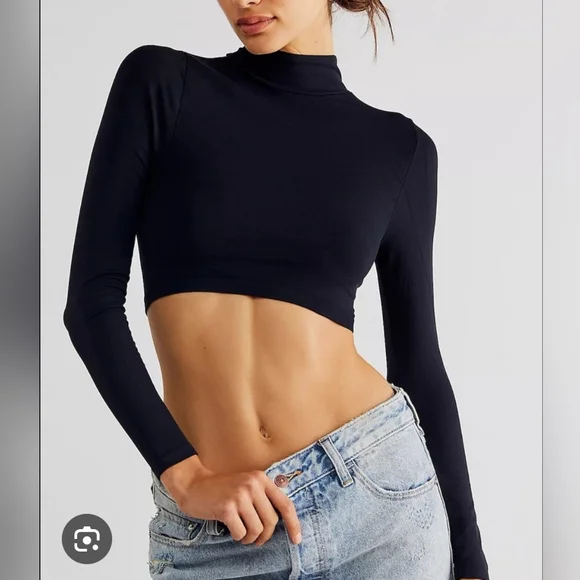 Free People For Revolve Super Crop Seamless Turtleneck Size M/L Long Sleeve - Picture 1 of 13